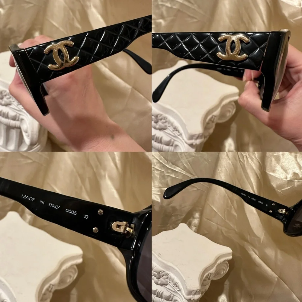 Chanel 0005 CC Quilted Vintage Sunglasses in Black Hue